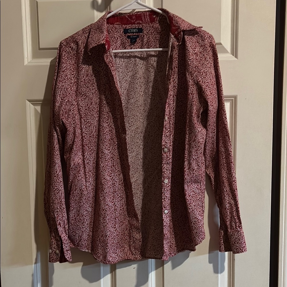 Chaps Red Floral Print Blouse